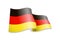 Waving Germany flag on white background.
