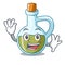 Waving glass bottle premium olive oil character