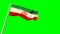 Waving glorious flag of Iran on green screen, isolated - object 3D rendering