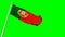 Waving glorious flag of Portugal on green screen, isolated - object 3D rendering