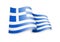 Waving Greece flag on white background.