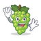 Waving green grapes character cartoon
