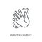 Waving hand linear icon. Modern outline Waving hand logo concept