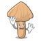 Waving inocybe mushroom character cartoon