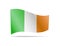 Waving Ireland Flag on white. Flag in the Wind.