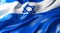 Waving Israeli flag with a star of David banner, close up. Patriotic concept with national state symbols. Flag of Israel