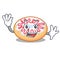 Waving jelly donut character cartoon