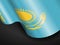 Waving Kazakhstan flag on black