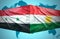 Waving Kurdish and Syrian flags