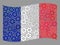 Waving Mechanic France Flag - Collage with Cog Elements