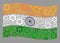 Waving Mechanic India Flag - Collage with Gear Objects