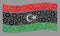 Waving Mechanic Libya Flag - Mosaic with Gear Objects