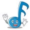 Waving Music Note Character Cartoon