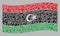 Waving Musical Libya Flag - Collage with Musical Notes