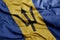 waving national flag of barbados .macro shot. 3D illustration