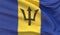 Waving national flag of Barbados. Waved highly detailed close-up 3D render.
