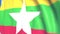 Waving national flag of Myanmar close-up, loopable 3D animation