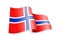Waving Norway flag on white background.