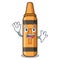 Waving orange crayon isolated in the character