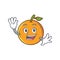 Waving orange fruit cartoon character