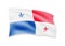 Waving Panama flag on white. Flag in the wind.
