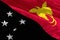 Waving Papua New Guinea flag for using as texture or background, the flag is fluttering on the wind