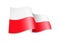 Waving Poland flag on white background.