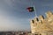 Waving Portuguese Flag on top of Castle