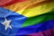 Waving puerto rico rainbow gay pride flag banner