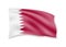 Waving Qatar flag on white. Flag in the wind