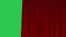 Waving red curtain opening and closing on green screen. 3d rendering, animation of cloth revealing background.