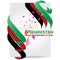 Waving ribbon or banner with flag of Afghanistan. Template for independence day poster design