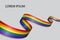 Waving ribbon or banner with flag of LGBT pride