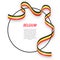 Waving ribbon flag of Belgium on circle frame. Template for inde