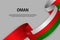 Waving ribbon with Flag of Oman,