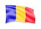 Waving Romania flag on white. Flag in the wind.
