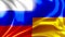 Waving Russian-Ukrainian flag close-up