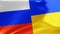 Waving Russian-Ukrainian flag close-up