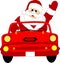 Waving Santa Claus in car