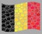 Waving Selection Belgium Flag - Collage with Like Icons