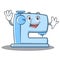 Waving sewing machine emoticon character