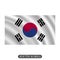Waving South Korea flag on a white background. Vector illustration
