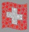 Waving Swiss Flag - Mosaic with Coronavirus Icons