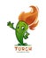 Waving torch character mascot with flaming head