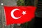 Waving Turkish Flag close up view