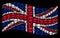 Waving UK Flag Collage of Alien Face Icons