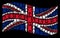 Waving United Kingdom Flag Collage of Bulwark Tower Items
