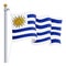 Waving Uruguay Flag Isolated On A White Background. Vector Illustration.