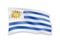 Waving Uruguay flag on white. Flag in the wind