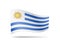 Waving Uruguay flag in the wind. Flag on white vector illustration